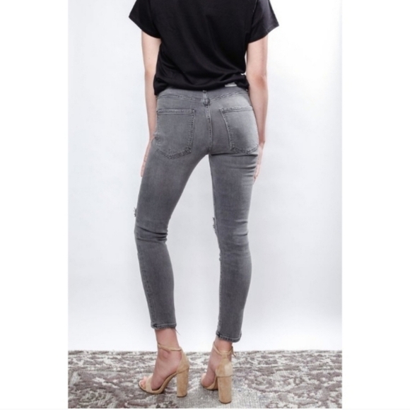 Agolde Sophie high rise skinny crop distressed jean maverick grey 28 - Picture 5 of 11